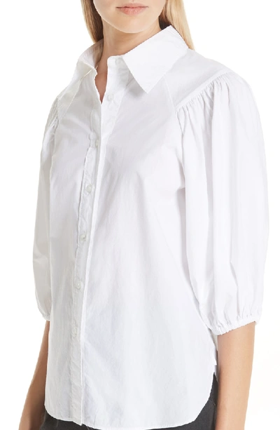 Shop Ganni Cotton Poplin Shirt In Bright White 151