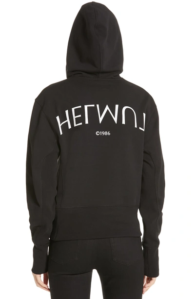 Shop Helmut Lang Logo Hack Hoodie In Black Basalt/ Lava