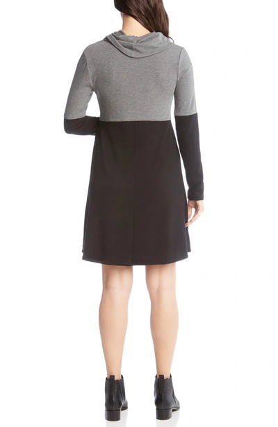 Shop Karen Kane Cowl Neck Colorblock Dress In Black With Grey