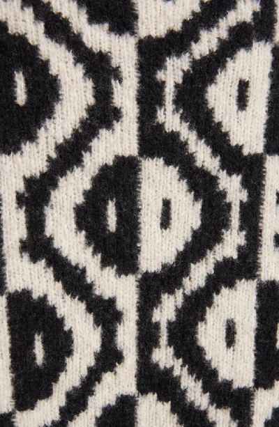 Shop Dries Van Noten Geo Jacquard Merino Wool Blend Sweater In Black