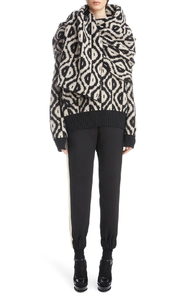 Shop Dries Van Noten Geo Jacquard Merino Wool Blend Sweater In Black