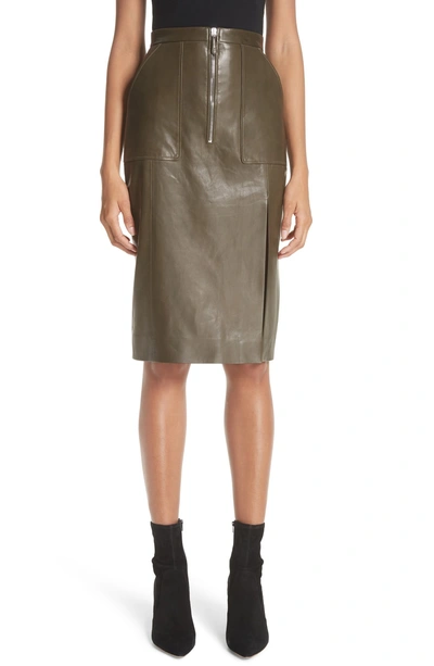 Shop Altuzarra Leather Pencil Skirt In Pine