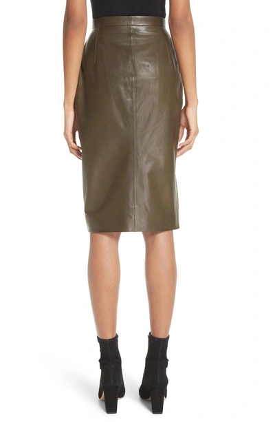 Shop Altuzarra Leather Pencil Skirt In Pine