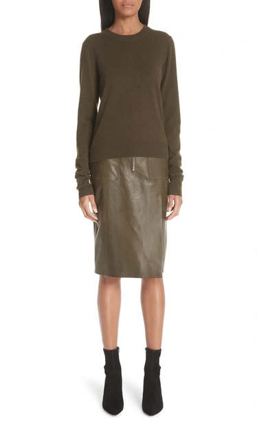 Shop Altuzarra Leather Pencil Skirt In Pine