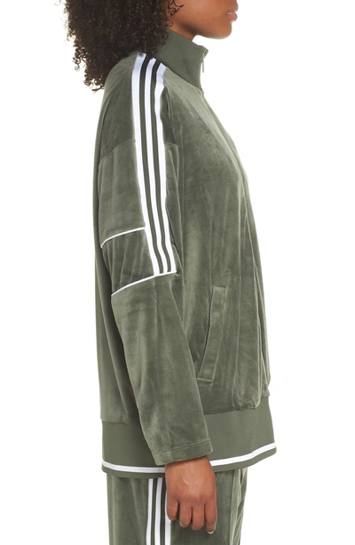 Adidas Originals Striped Stretch-velvet Track Jacket In Green | ModeSens