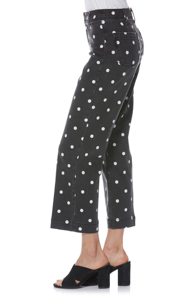 Shop Paige Nellie Polka Dot Clean Front Culotte Jeans In Black/ Cream Polka Dot