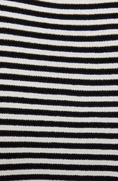 Shop Eileen Fisher Stripe Organic Cotton Chenille Sweater In Soft White/ Black