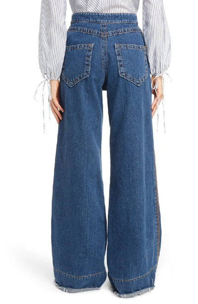 Shop Loewe Wide Leg Jeans In Blue Denim