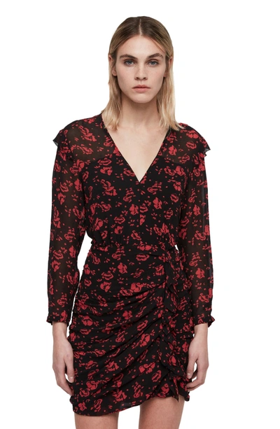 Shop Allsaints Harlow Eira Print Dress In Coral Red