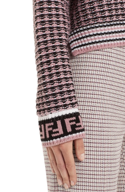 Shop Fendi Microcheck Wool & Cashmere Sweater In Aruba Pink