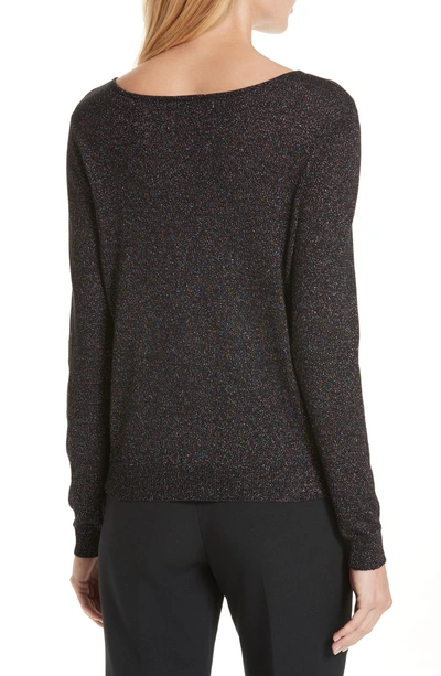 Shop Milly Shimmer Twist Neck Sweater In Black Rainbow