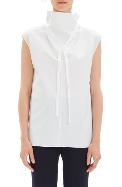 Shop Theory Funnel Neck Tie Top In White