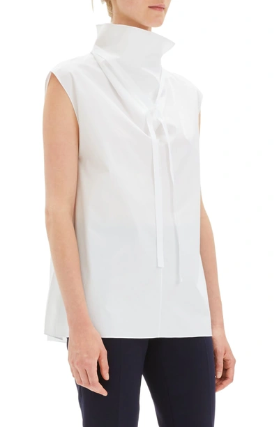 Shop Theory Funnel Neck Tie Top In White