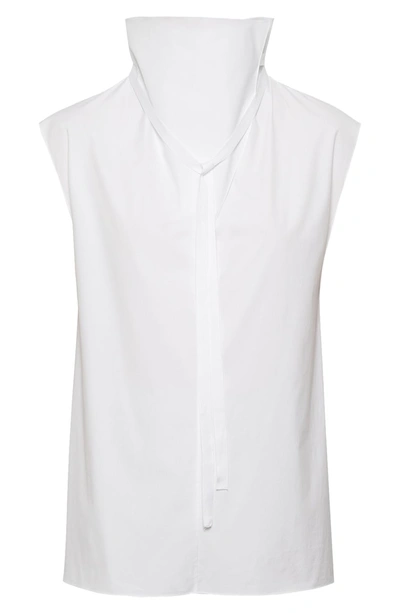 Shop Theory Funnel Neck Tie Top In White