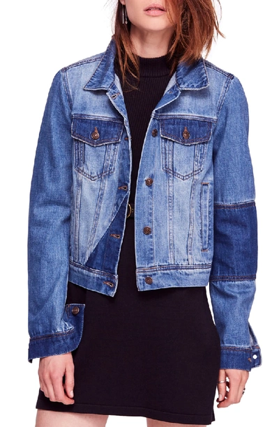 Shop Free People Rumors Denim Jacket In Navy