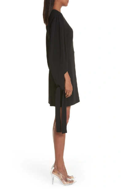 Shop Stella Mccartney Tie Cuff Stretch Cady Dress In Black