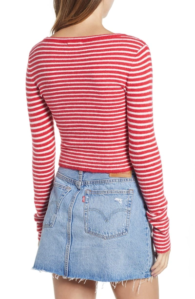 Shop Amuse Society Nova Stripe Crop Sweater In Red