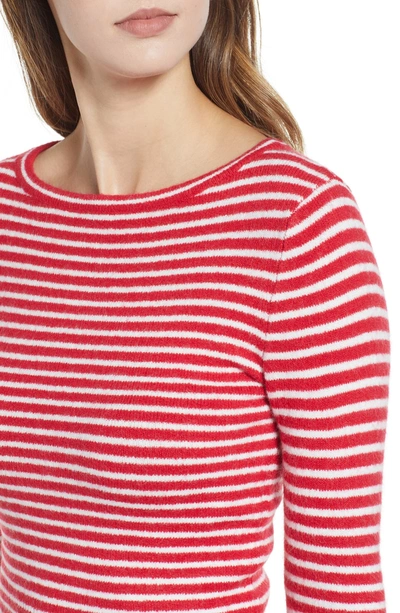 Shop Amuse Society Nova Stripe Crop Sweater In Red