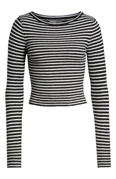 Shop Amuse Society Nova Stripe Crop Sweater In Black