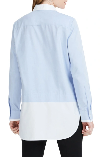 Shop Foxcroft Giselle Layered Cotton Blouse In Blue Wave