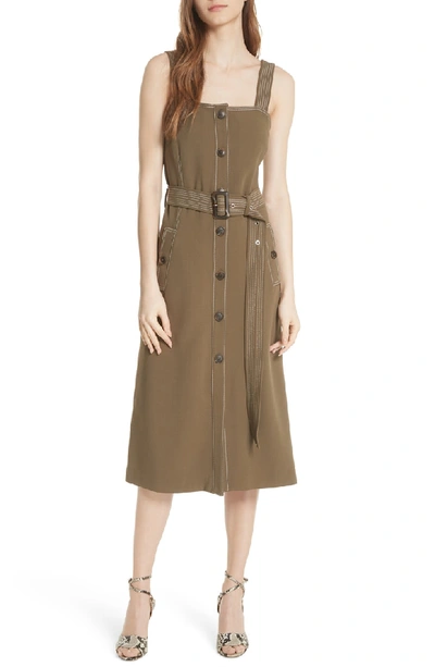 Shop Veronica Beard Adora Belted Dress In Army Green