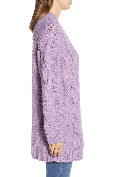 Shop Moon River Cable Knit Oversized Cardigan In Lilac