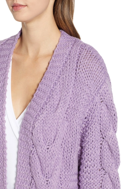 Shop Moon River Cable Knit Oversized Cardigan In Lilac