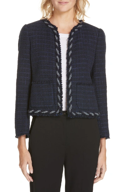 Shop Rebecca Taylor Tweed Jacket In Dark Violet