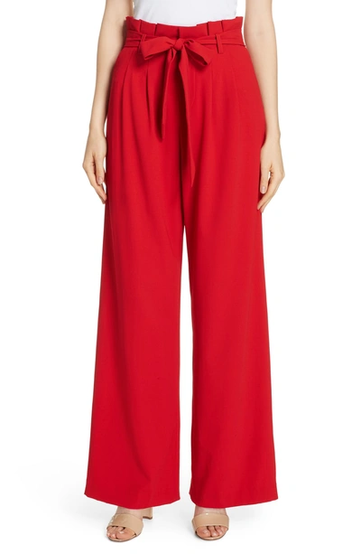 Shop Alice And Olivia Farrel Paperbag Waist Pants In Cherry
