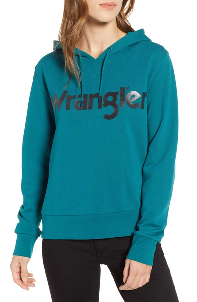 Shop Wrangler Logo Sweatshirt In Spruce Green