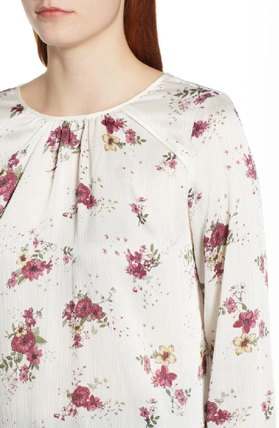 Shop Vince Camuto Delicate Bouquet Mixed Media Top In Almond