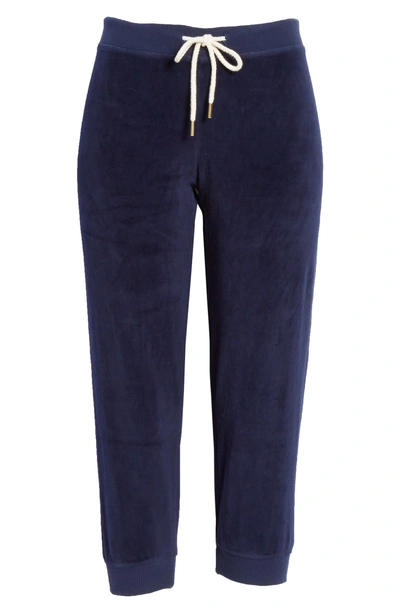 Shop The Great The Velour Crop Sweatpants In Navy