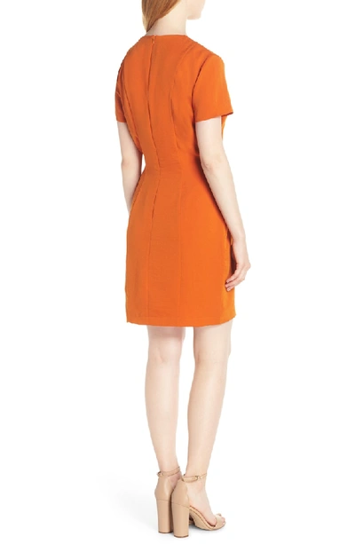 Shop Nsr Sofia Short Sleeve Sheath Dress In Orange