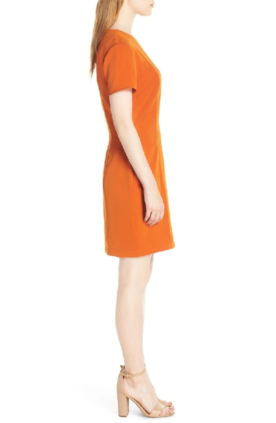 Shop Nsr Sofia Short Sleeve Sheath Dress In Orange