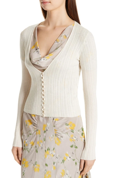 Shop Altuzarra Crop Wool & Cashmere Button Cardigan In Ivory