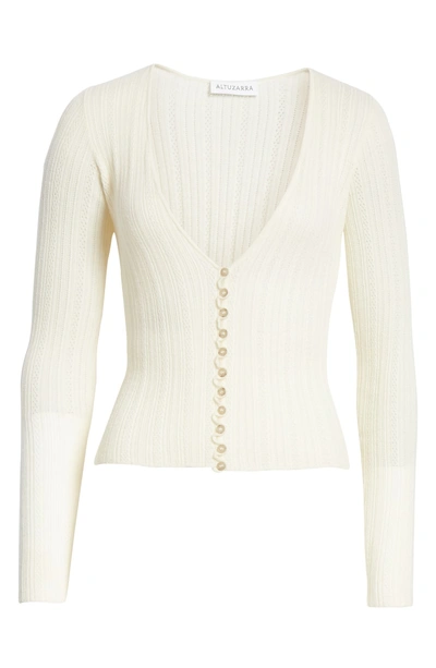 Shop Altuzarra Crop Wool & Cashmere Button Cardigan In Ivory