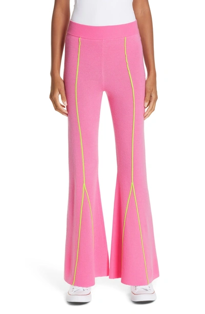 Shop Victor Glemaud Knitted Flare Wool Pants In Pink