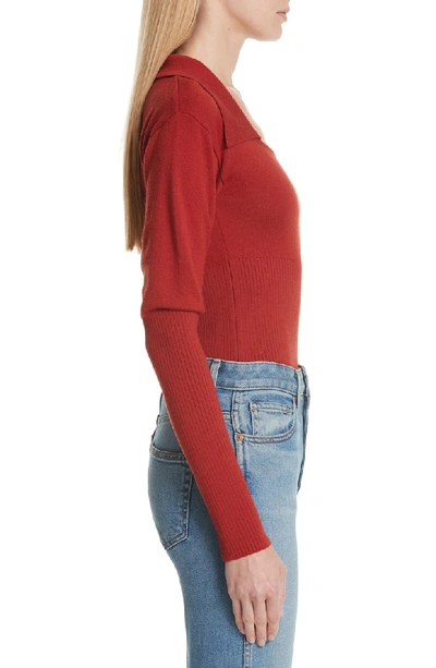 Shop Jacquemus Square Neck Wool Polo Sweater In Red