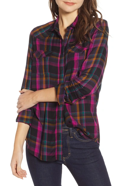 Shop Wrangler Plaid Twill Shirt In Black