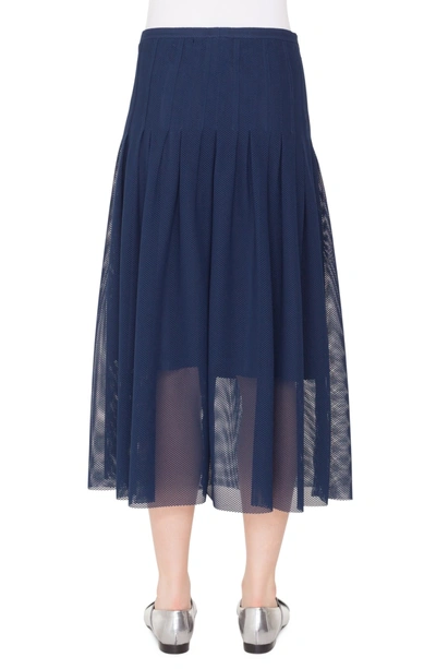 Shop Akris Punto 3d Lace Midi Skirt In Blu Mare