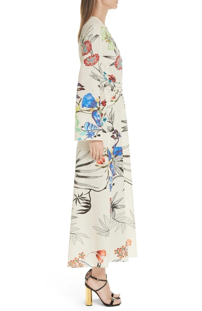 Shop Etro Floral Print Two-tone Dress In White