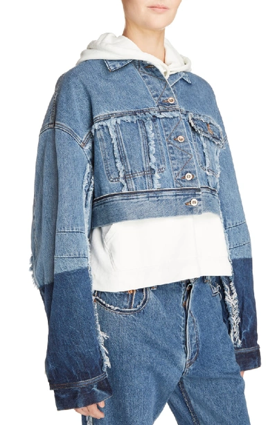 Shop Acne Studios Kremi Crop Denim Jacket In Indigo Blue