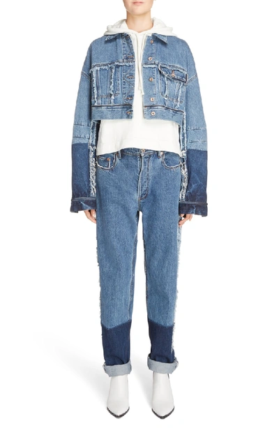 Shop Acne Studios Kremi Crop Denim Jacket In Indigo Blue