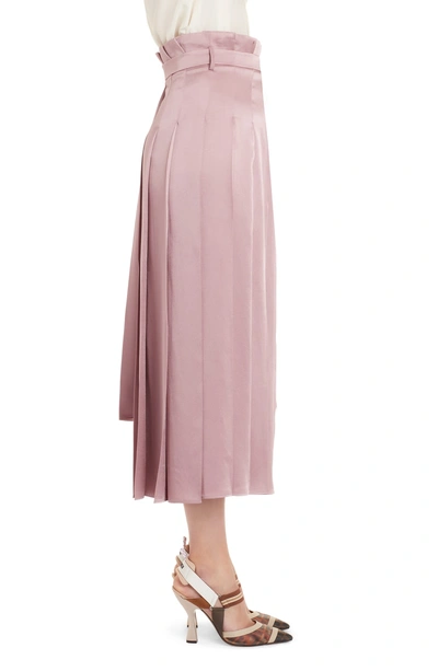Shop Fendi Pleated Satin Skirt In Aruba Pink
