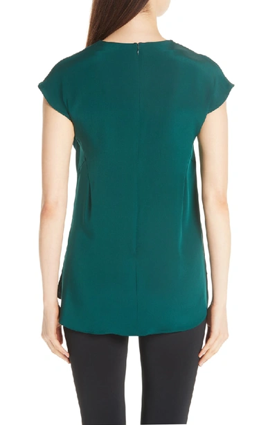 Shop Adam Lippes Silk Crepe Cowl Neck Blouse In Emerald