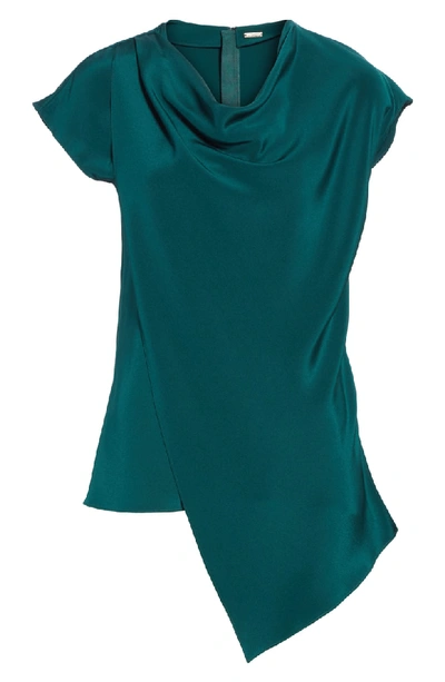 Shop Adam Lippes Silk Crepe Cowl Neck Blouse In Emerald