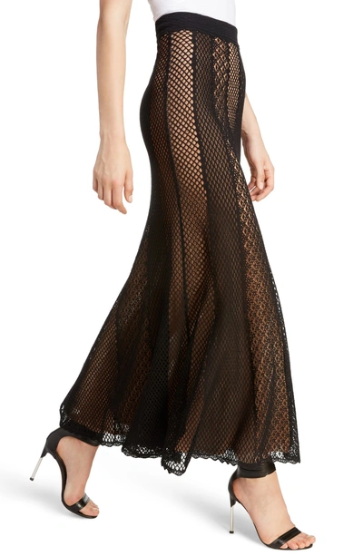 Shop Alexander Mcqueen Paneled Lace Skirt In Black/dark Nude