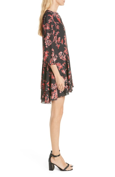 Shop Alice And Olivia Moore Blouson Sleeve Dress In Vine Floral Black/ Cherry