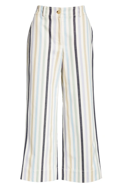 Shop Tory Burch Stripe Crop Pants In Military Canvas Stripe