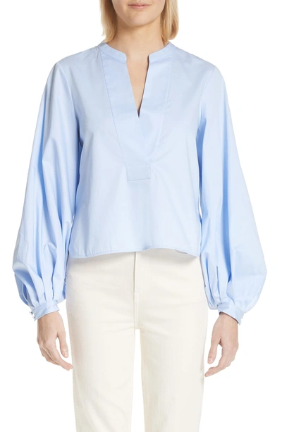 Shop Khaite Suzanna Balloon Sleeve Blouse In Sky Blue